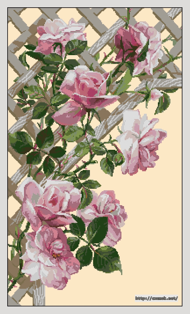 Скачать схему вышивки нитками Розовые розы, автор 