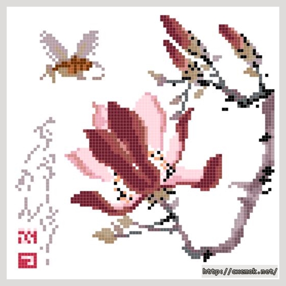 Download embroidery patterns by cross-stitch  - Сиреневый цветок, author 