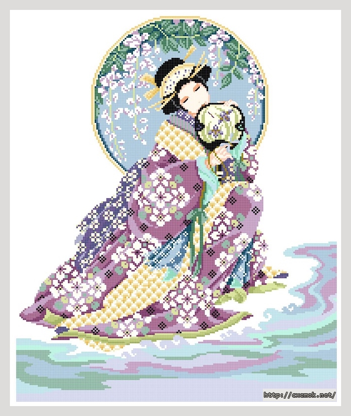 Download embroidery patterns by cross-stitch  - Oriental beauty lady, author 