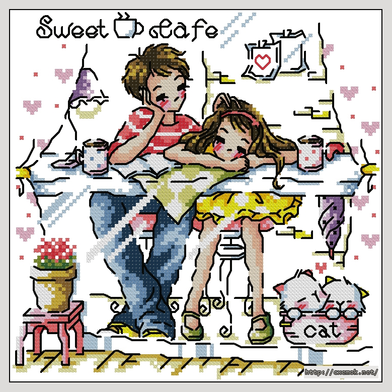 Download embroidery patterns by cross-stitch  - Sweet cafe, author 