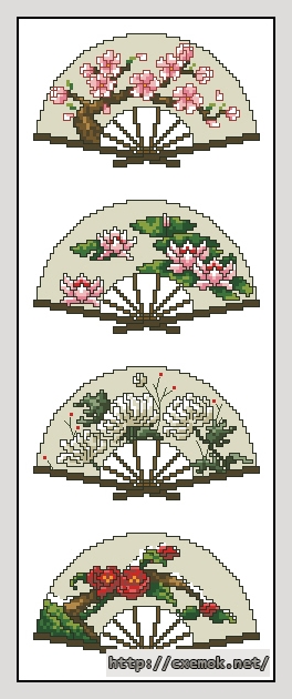 Download embroidery patterns by cross-stitch  - 4 веера