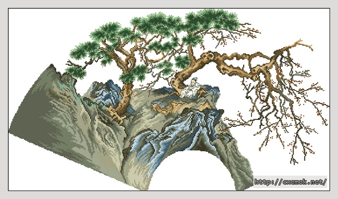 Скачать схемы вышивки нитками / крестом  - Oriental landscape, автор 