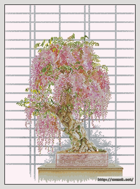 Download embroidery patterns by cross-stitch  - Pink tree