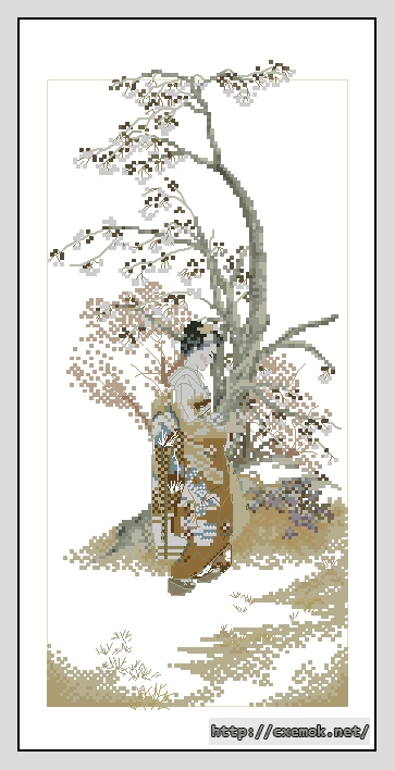 Download embroidery patterns by cross-stitch  - Geisha. spring, author 