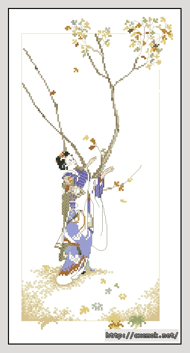 Download embroidery patterns by cross-stitch  - Geisha. autumn, author 