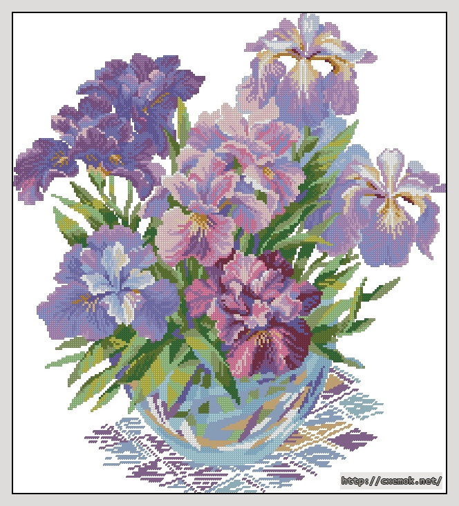 Download embroidery patterns by cross-stitch  - Ирисы в вазе, author 