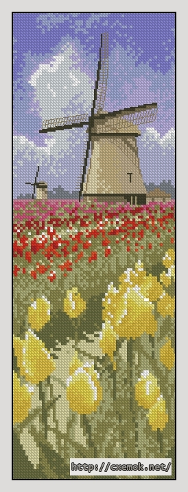 Скачать схему вышивки нитками Tulip Fields, автор 