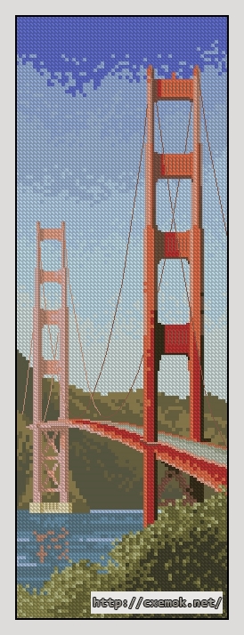 Скачать схему вышивки нитками Golden Gate Bridge, автор 