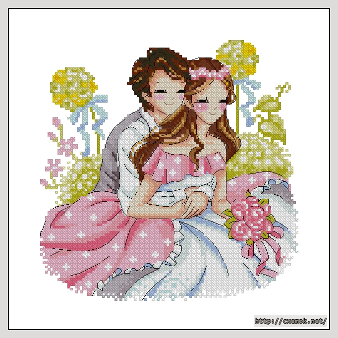 Download embroidery patterns by cross-stitch  - Flower wedding, author 