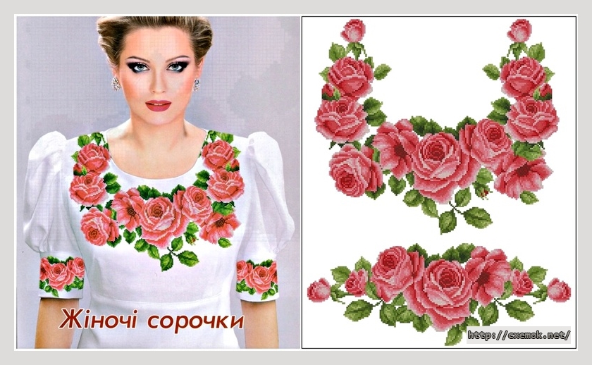 Download embroidery patterns by cross-stitch  - Сорочка с розами, author 