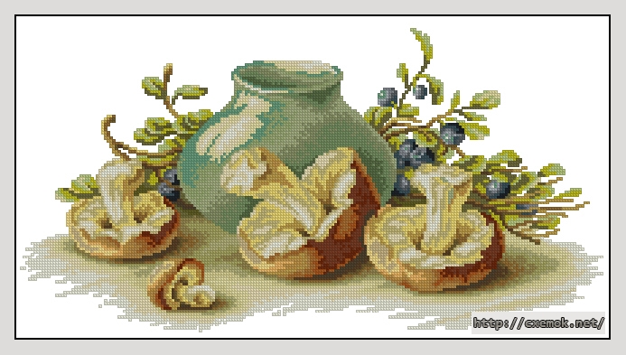 Download embroidery patterns by cross-stitch  - Still life with moshrooms, author 
