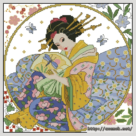 Download embroidery patterns by cross-stitch  - Geisha by csg, author 