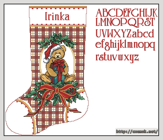 Download embroidery patterns by cross-stitch  - Gift bearing teddy stocking, author 