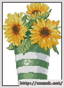 Скачать схему вышивки нитками A Sunflowers, автор 