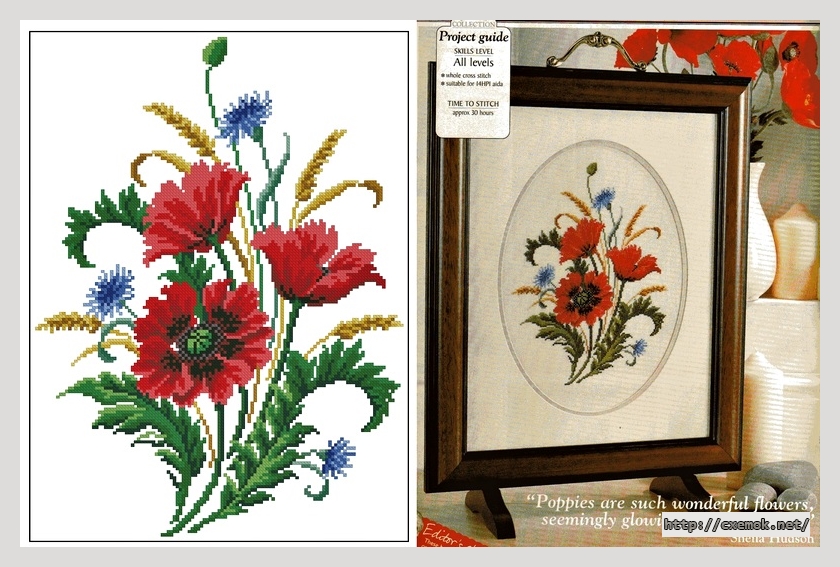 Download embroidery patterns by cross-stitch  - Poppies firescreen, author 