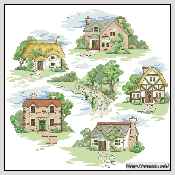 Download embroidery patterns by cross-stitch  - Dream cottages, author 