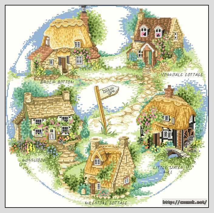 Download embroidery patterns by cross-stitch  - Village, author 
