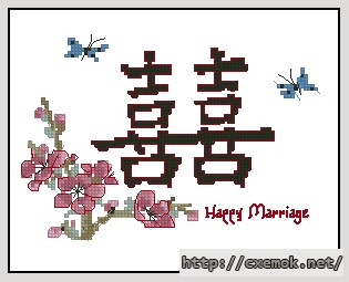 Download embroidery patterns by cross-stitch  - Happy marriage, author 