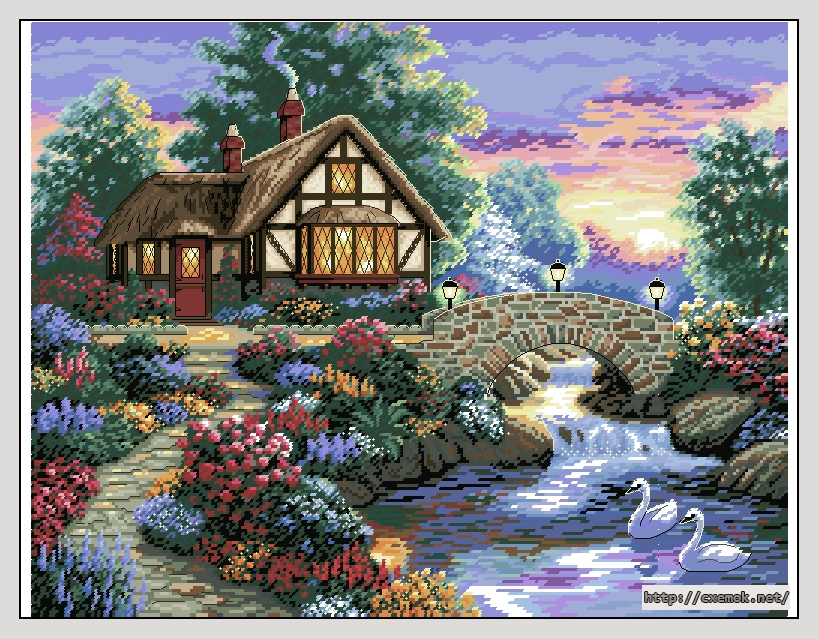 Download embroidery patterns by cross-stitch  - Twilight bridge, author 