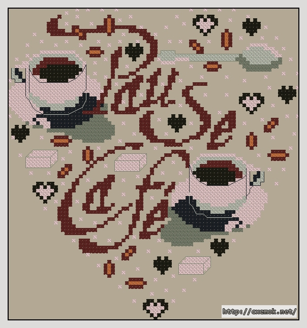 Download embroidery patterns by cross-stitch  - Pause caf, author 