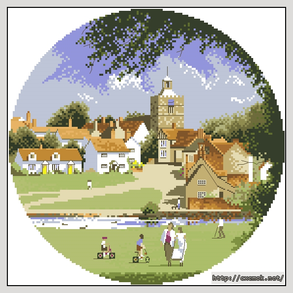 Download embroidery patterns by cross-stitch  - Sleepy village, author 