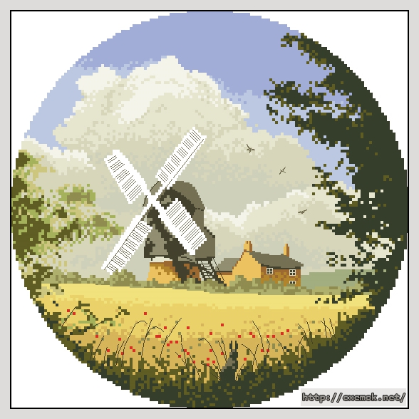 Download embroidery patterns by cross-stitch  - Corn mill, author 