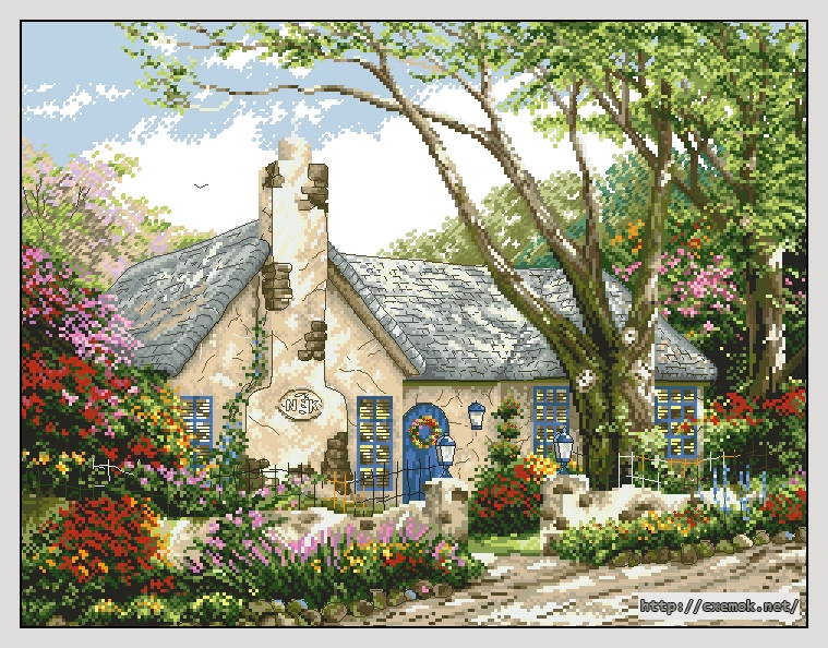 Download embroidery patterns by cross-stitch  - Morning glory cottage, author 