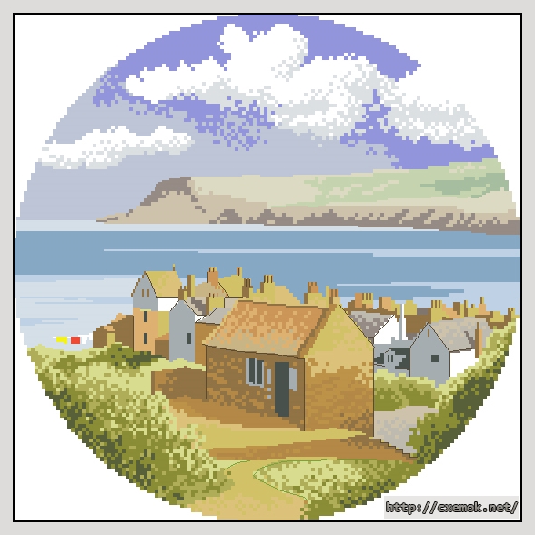 Download embroidery patterns by cross-stitch  - Coastal village, author 