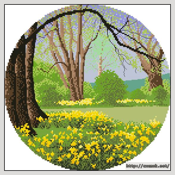 Скачать схемы вышивки нитками / крестом  - Daffodil wood, автор 