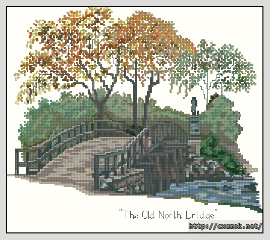 Скачать схему вышивки нитками The Old North Bridge