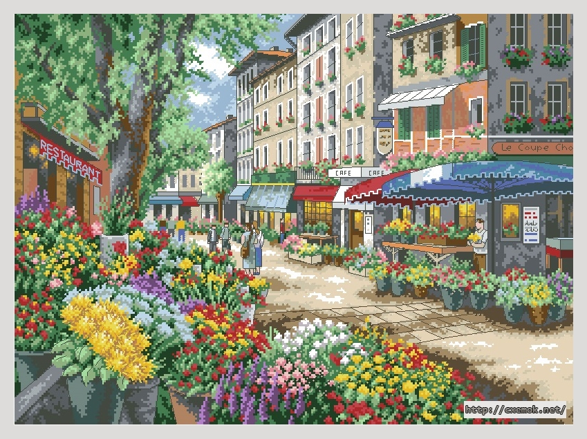 Download embroidery patterns by cross-stitch  - Paris market, author 