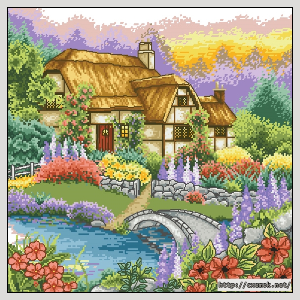 Download embroidery patterns by cross-stitch  - Waterbridge garden, author 