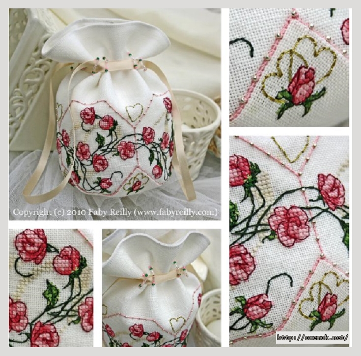 Завантажити схеми вишивки нитками / хрестом  - Sweet roses pouch, автор 