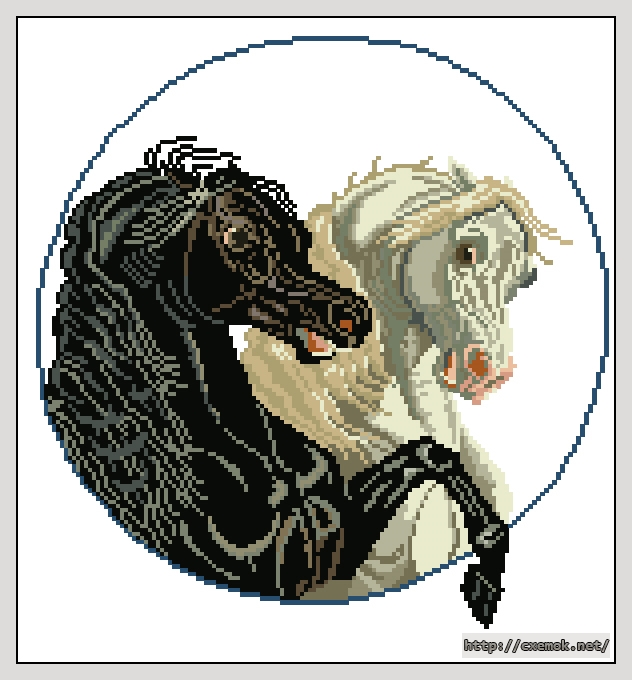Download embroidery patterns by cross-stitch  - Two heads