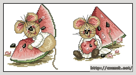 Скачать схемы вышивки нитками / крестом  - Mouse''s watermelon