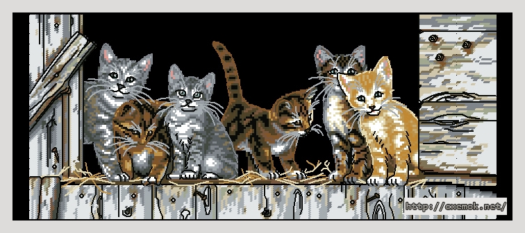 Скачать схемы вышивки нитками / крестом  - Barnyard kitties, автор 
