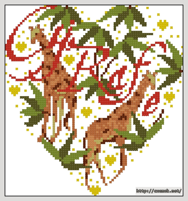 Download embroidery patterns by cross-stitch  - Girafe, author 
