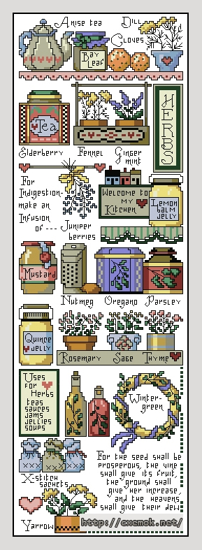Download embroidery patterns by cross-stitch  - Herbs & tea