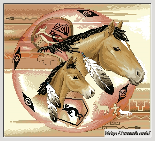 Завантажити схеми вишивки нитками / хрестом  - Tribal ponies, автор 