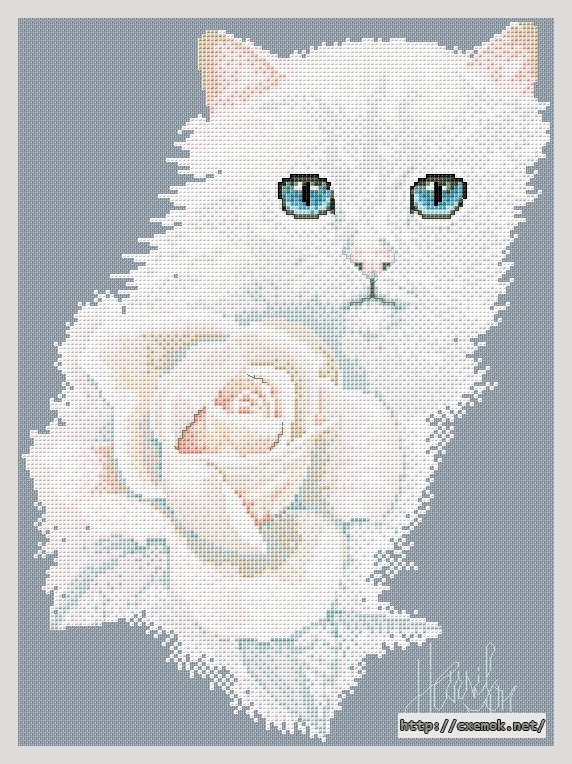 Скачать схемы вышивки нитками / крестом  - Cat with rose, автор 