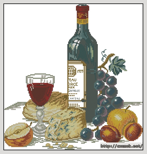 Скачать схемы вышивки нитками / крестом  - Cheese and red wine, автор 