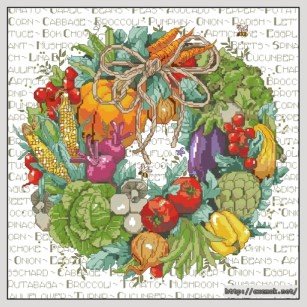 Завантажити схеми вишивки нитками / хрестом  - Vegetable wreath, автор 