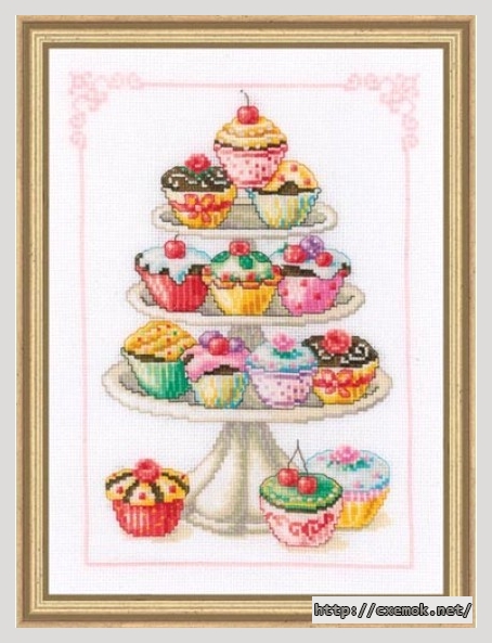 Download embroidery patterns by cross-stitch  - Cupcakes, author 