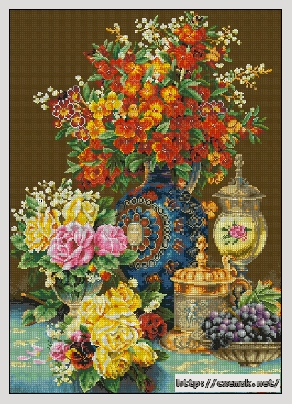 Скачать схемы вышивки нитками / крестом  - Classic flower vase, автор 