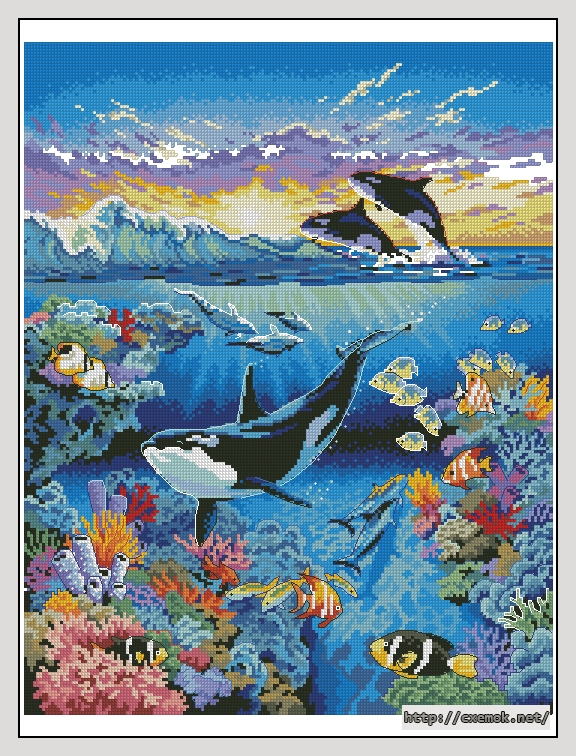 Download embroidery patterns by cross-stitch  - The living ocean, author 