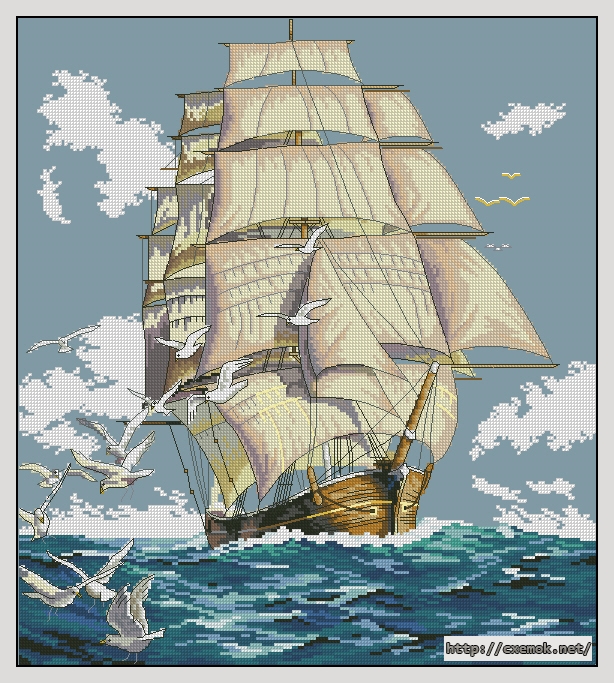 Скачать схемы вышивки нитками / крестом  - Clipper ship voyage, автор 