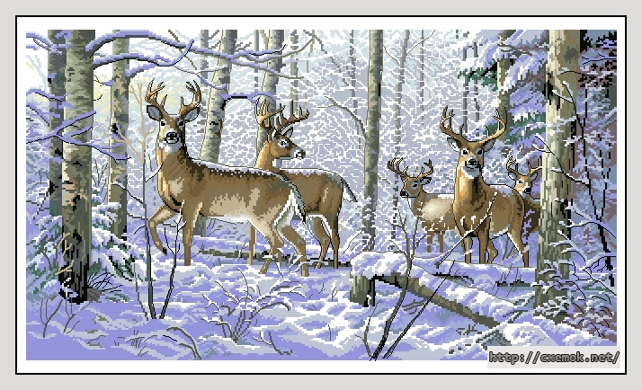 Скачать схемы вышивки нитками / крестом  - Woodland winter, автор 