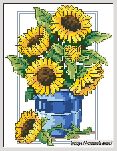 Скачать схемы вышивки нитками / крестом  - Gingham and sunflowers, автор 