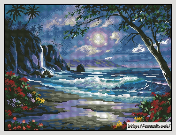 Download embroidery patterns by cross-stitch  - Moonlit tide, author 