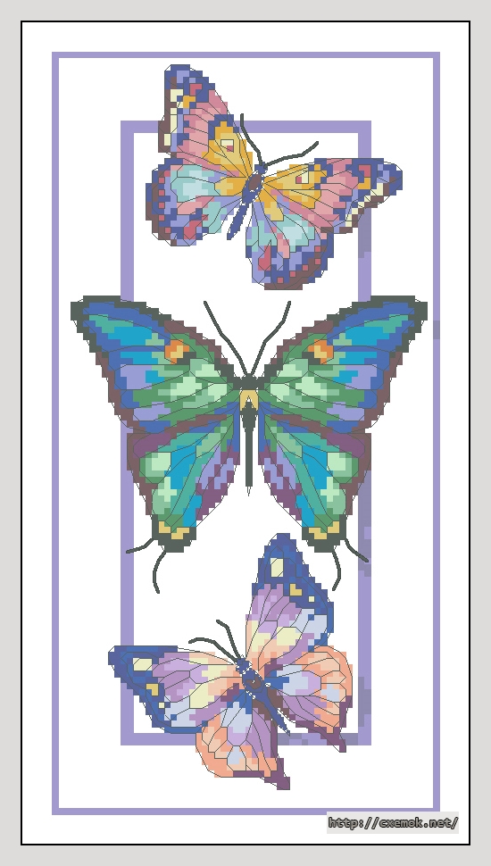 Скачать схемы вышивки нитками / крестом  - Butterfly trio, автор 